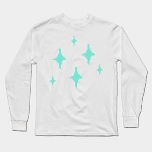 Blue Sparkles Pixel Art Long Sleeve T-Shirt